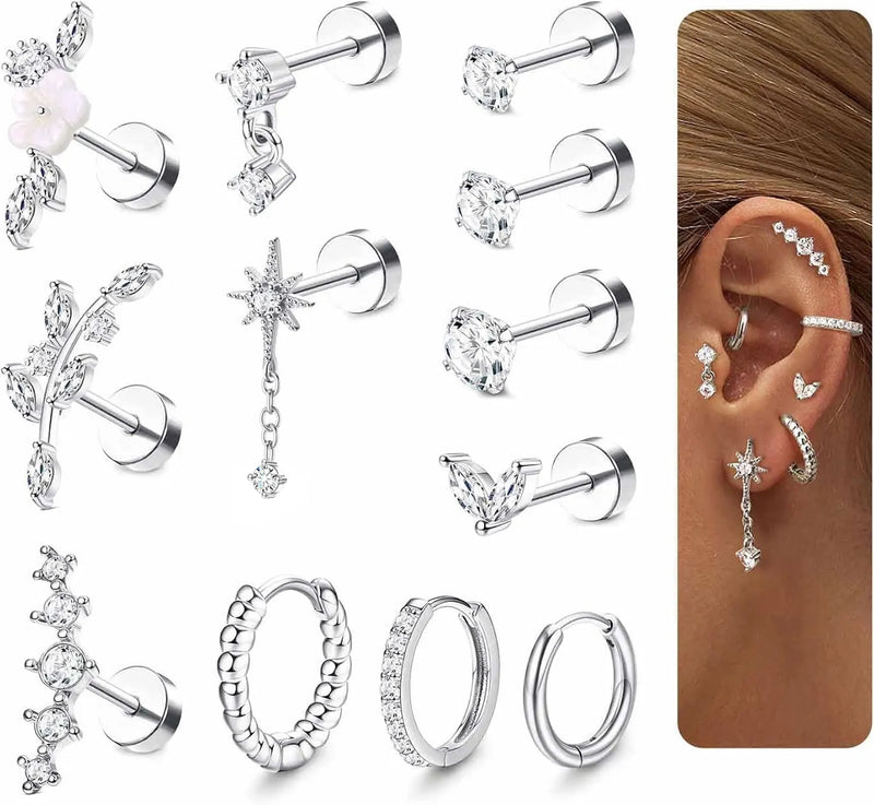 Moon-Shaped Stainless Steel Flatback Earrings