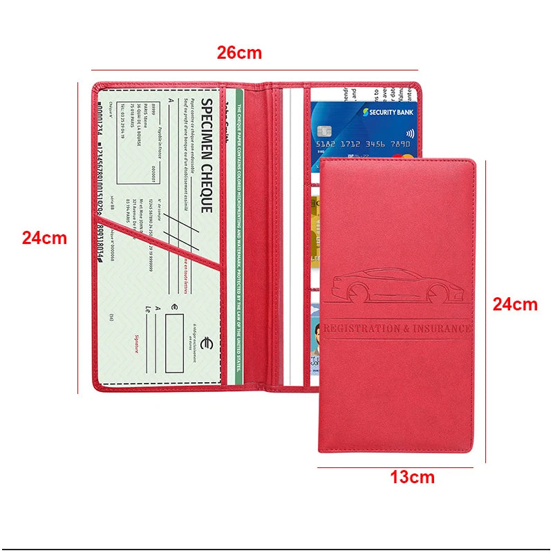 Leather Car Document Organizer with Card Holder