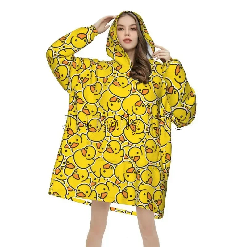 Veste/Pyjama-Plaid Canard Cartoon Oversize
