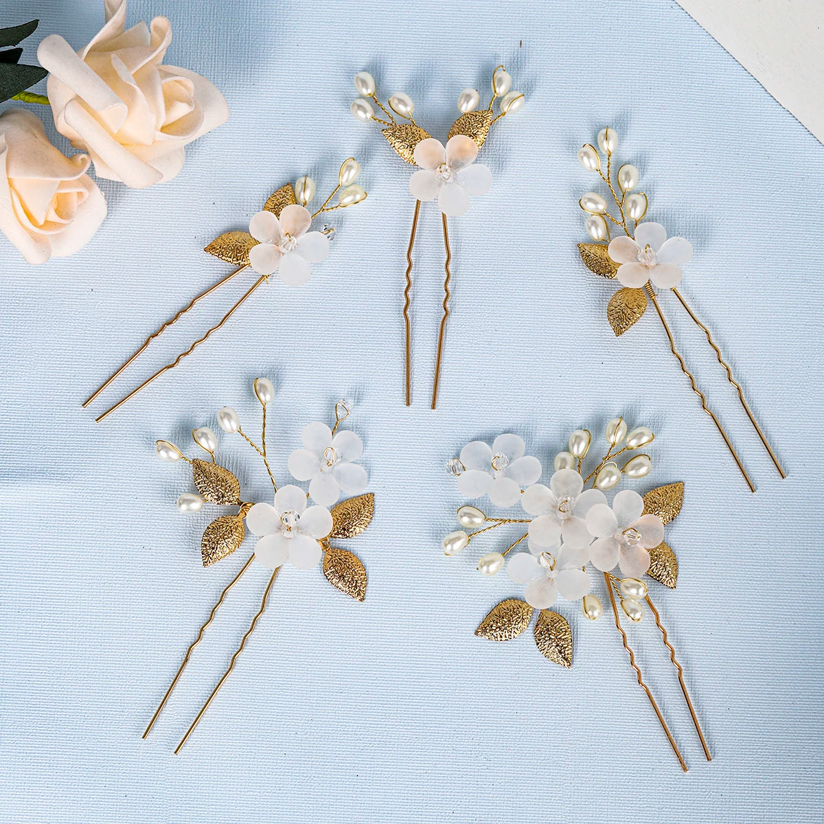 Elegant Floral Hair Stick — Pearl Flower Hairpin for Weddings & Parties
