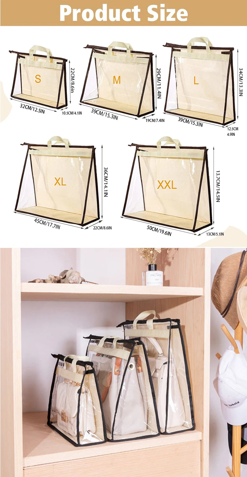 Transparent Dust-Proof Handbag Storage Bag with Hanging Hook