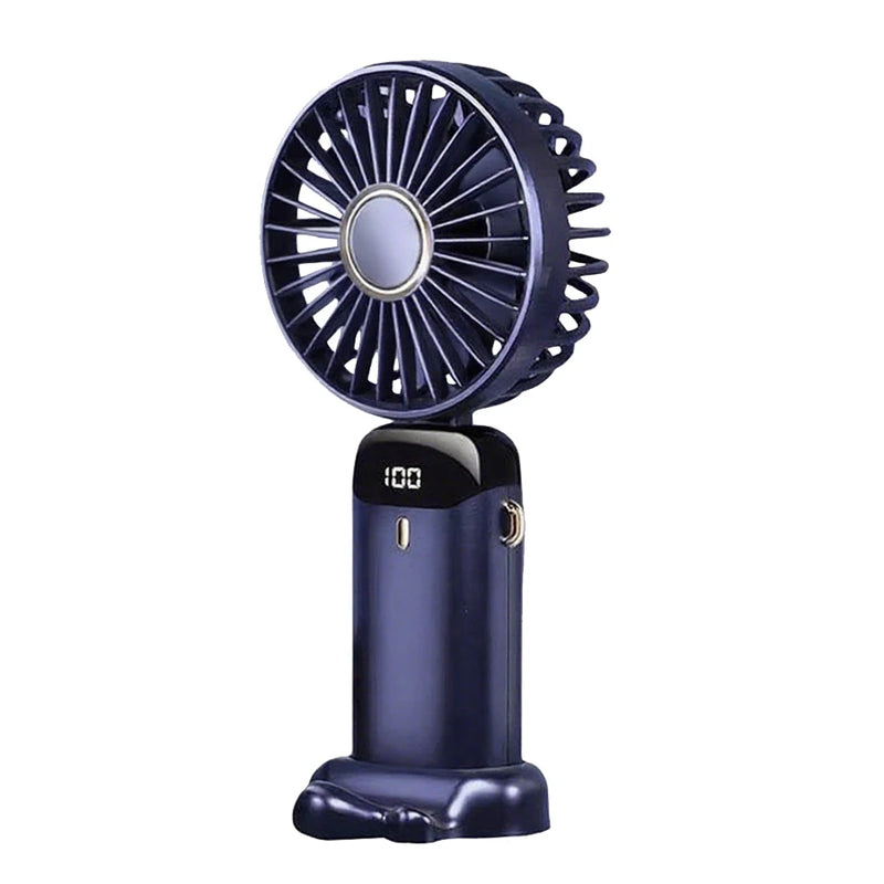 Compact USB Rechargeable Fan with Digital Display & Aroma Diffuser