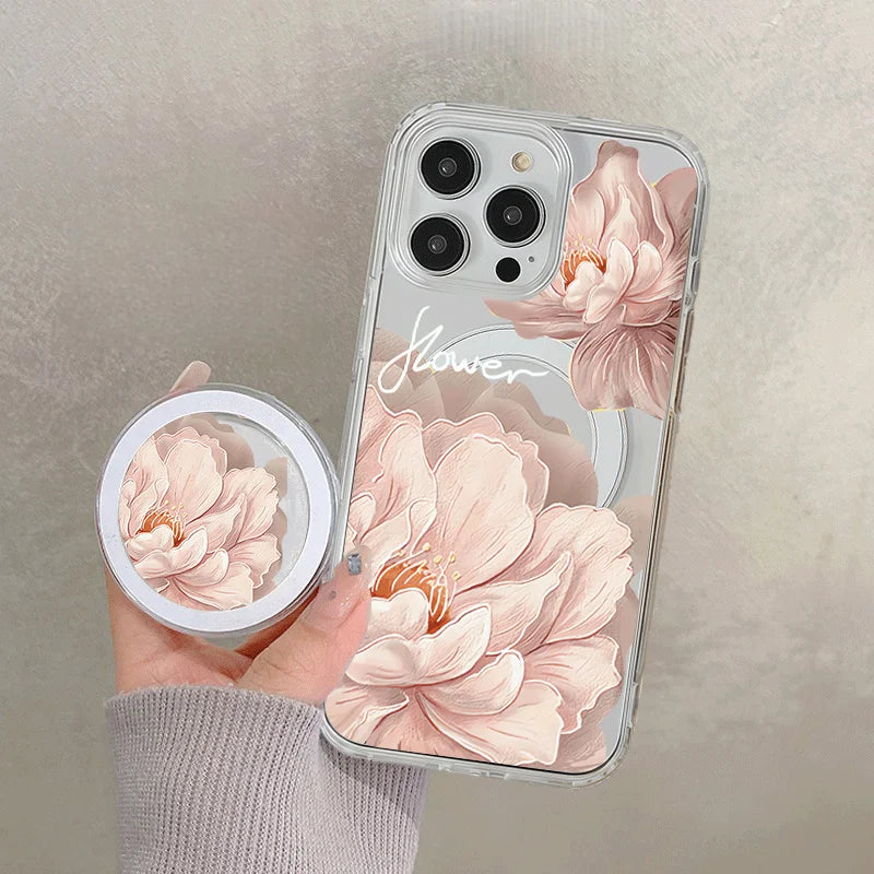 Floral Magnetic Phone Case with Kickstand