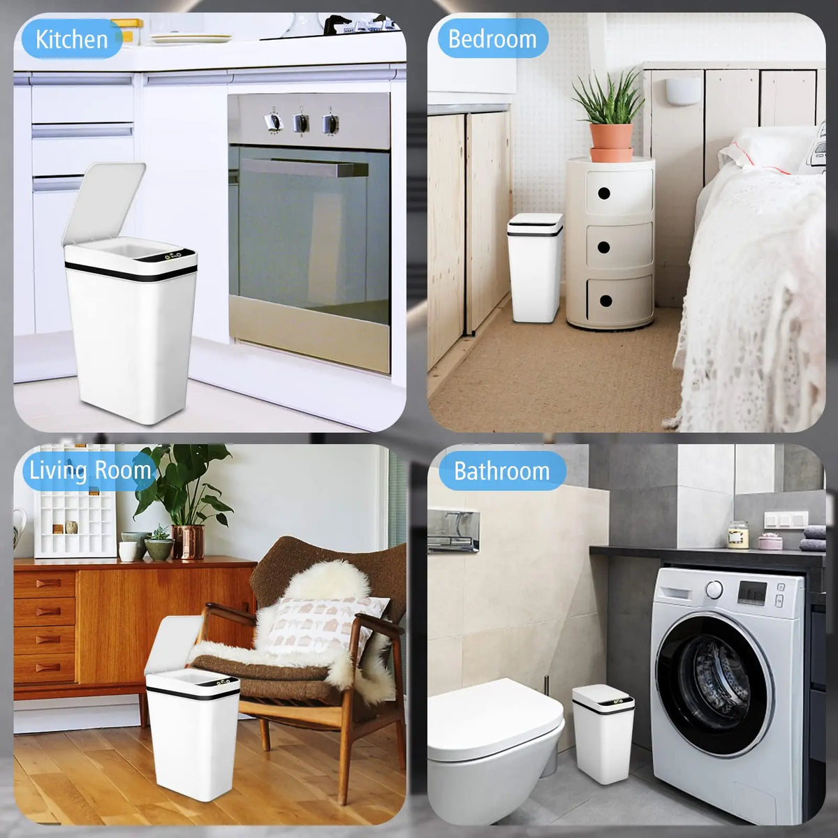 Touchless Motion Sensor Trash Can with Auto-Open Lid