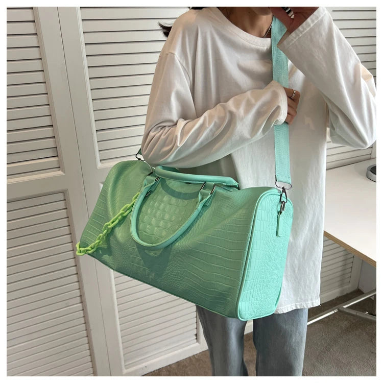 Crocodile Grain Large Capacity Travel Duffle Bag