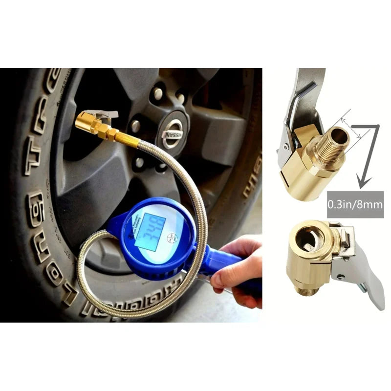 Brass Locking Nozzle Tire Air Chuck Clip Adapter