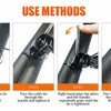 Four steps showing how to use heavy duty stainless steel self-locking cable ties for bundling objects.