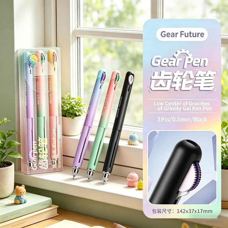 Gear Mechanism Fidget Pen with Retractable 0.5mm Tip