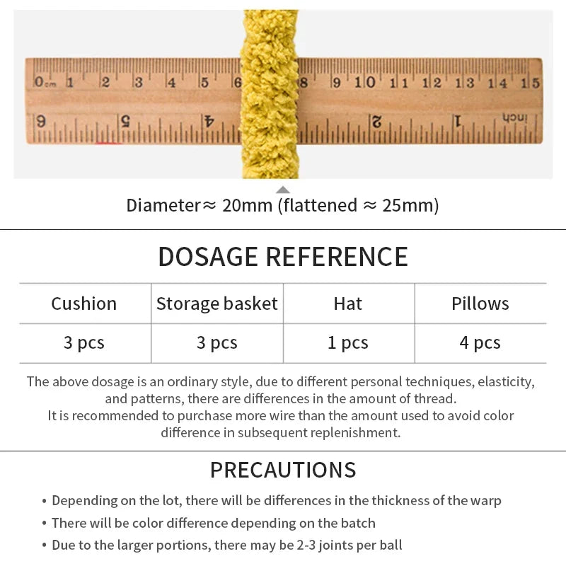 A spool of yellow chunky chenille yarn shown next to a ruler for size reference.
