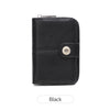 Black vintage RFID blocking short wallet with zipper closure