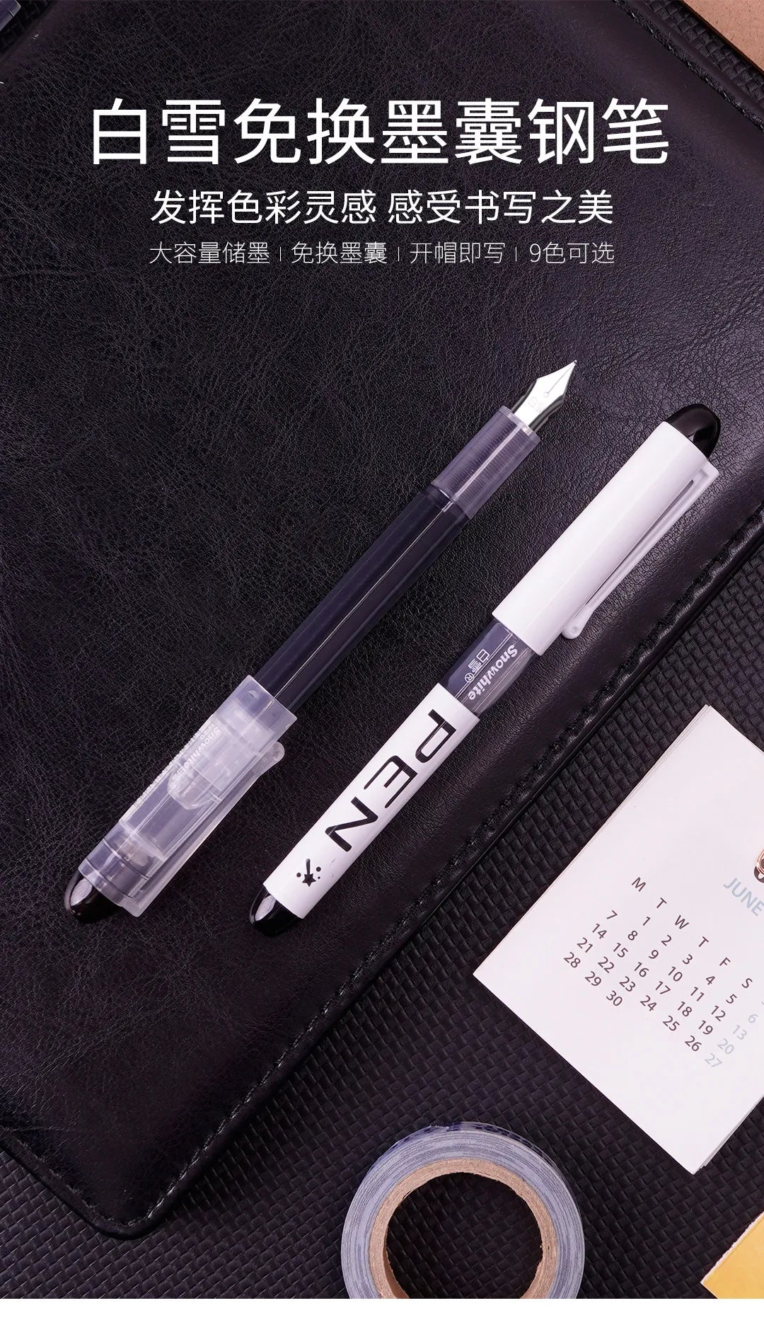Fine Point Disposable Fountain Pens with Stainless Steel Nib (8-Pack, Assorted Colors)
