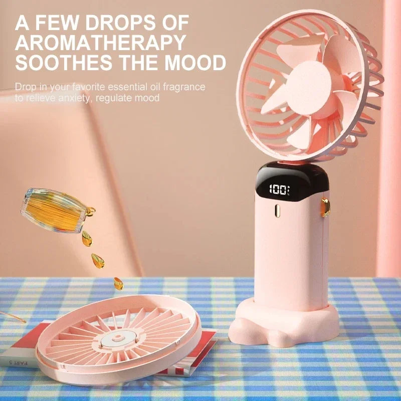 Foldable Neck Fan with LED Display & Phone Stand