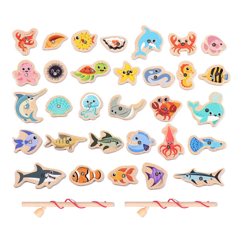 Wooden Magnetic Fishing Game for Toddlers