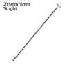 A straight stainless steel straw measuring 215mm long with a 6mm diameter.