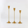 Vintage Set of 3 Metal Candle Holders with Matte Gold Finish
