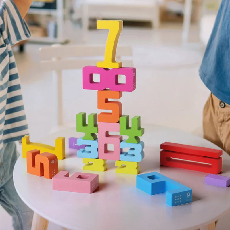 Montessori Wooden Number Puzzle - Counting & Stacking Toy for Kids