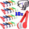 A set of 10 microfiber glasses cleaning tools in various colors and shapes for cleaning eyewear.