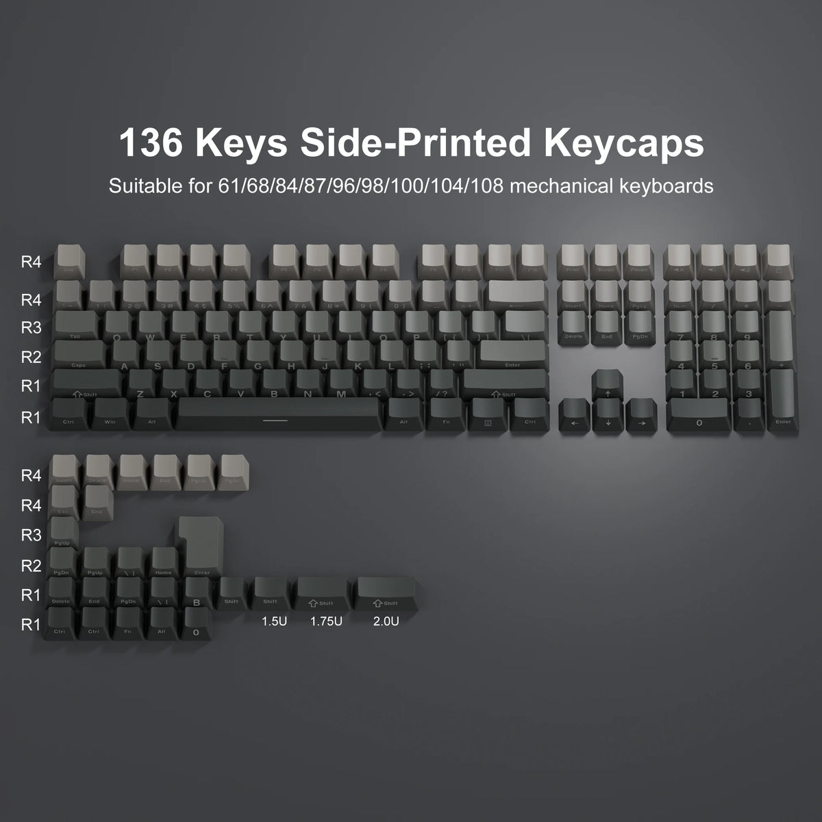 Side-Printed Gradient PBT Keycap Set for Mechanical Keyboards