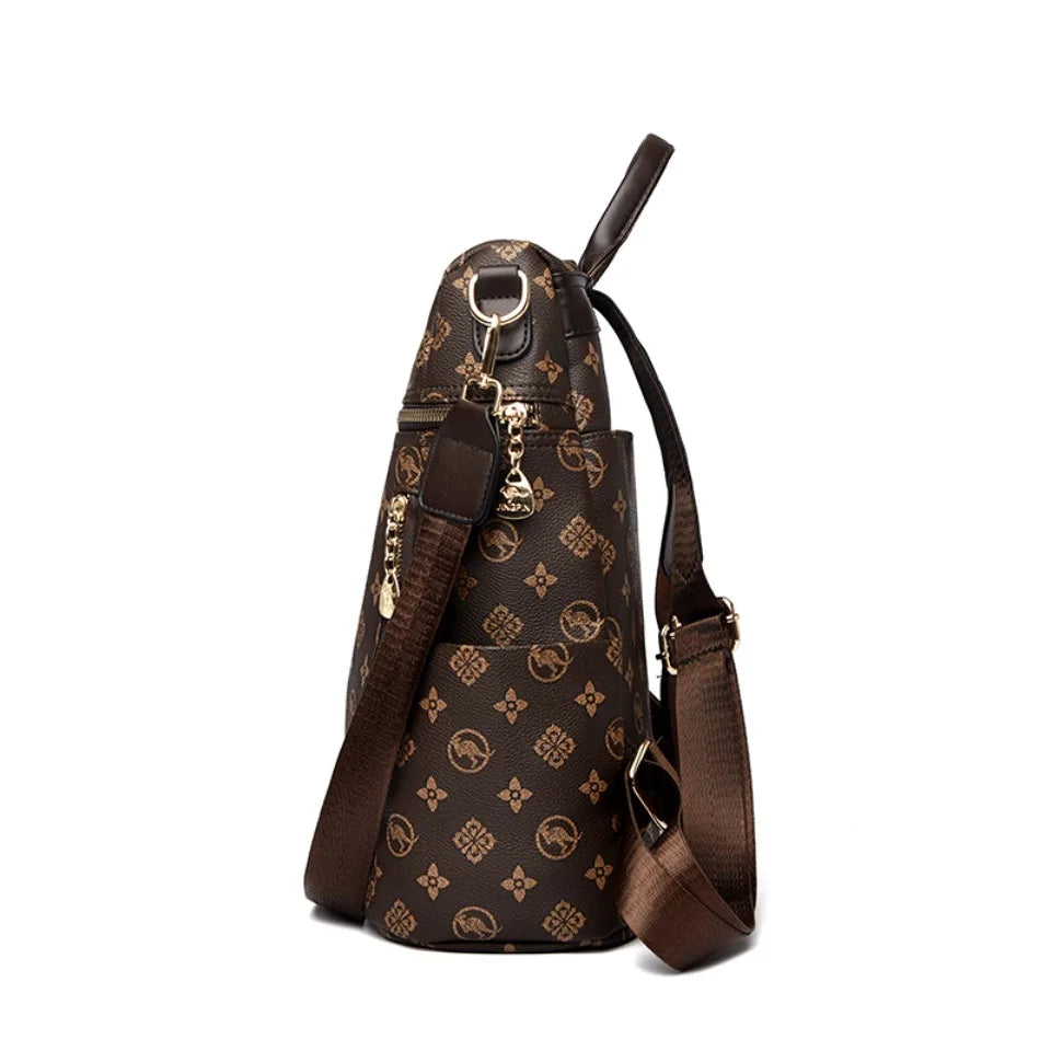 Women's Genuine Leather Backpack with Multiple Pockets