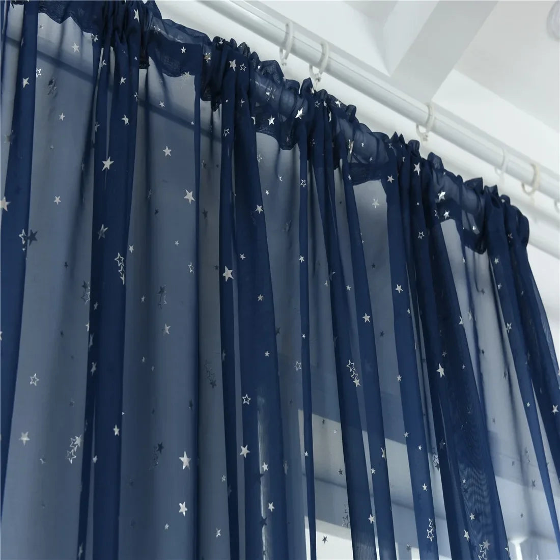 Silver Star Sheer Curtain with Hot Stamping Detail