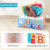 A box of colorful silk scarves and double-sided patterned sound paper for children