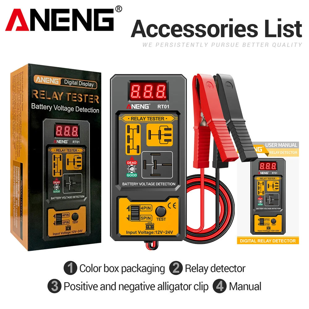 Automotive Relay Tester with Digital Display for 4/5 Pin Relays