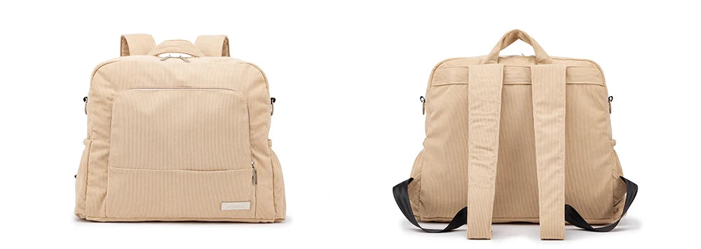 Soft Corduroy Diaper Backpack with Large Capacity