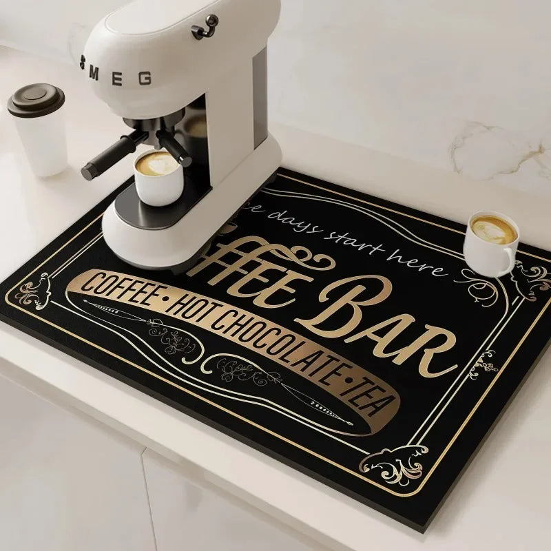 Fast-Drying Kitchen Absorbent Mat for Coffee Stations and Countertops