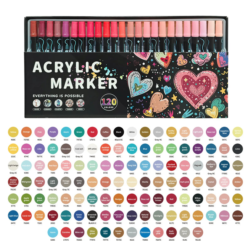 Dual-Tip Acrylic Paint Pens for Art & Crafts