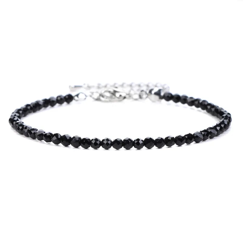 Natural Stone Bead Bracelet with Adjustable Lace-Up Closure