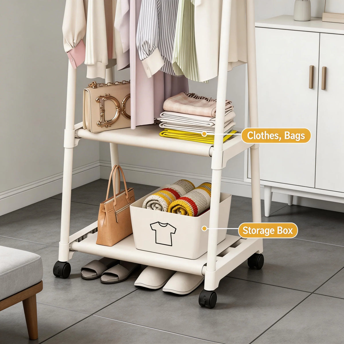 Space-Saving Multi-Use Coat Rack with Storage Shelf