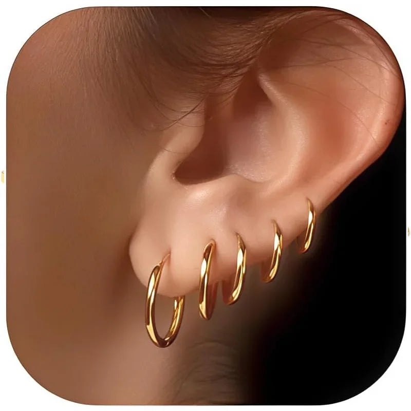Minimalist Gold Plated Huggie Hoop Earrings