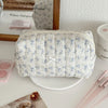 Pink Bow Plaid Quilted Cosmetic Bag with Multiple Compartments