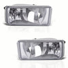 A clear plastic front bumper fog light assembly for a truck or SUV.