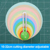 Adjustable circular paper cutter with interchangeable blades shown on a cutting mat.