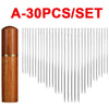 Agujas de coser de acero inoxidable con autoenhebrado y estuche de madera