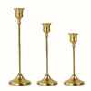Vintage Set of 3 Metal Candle Holders with Matte Gold Finish