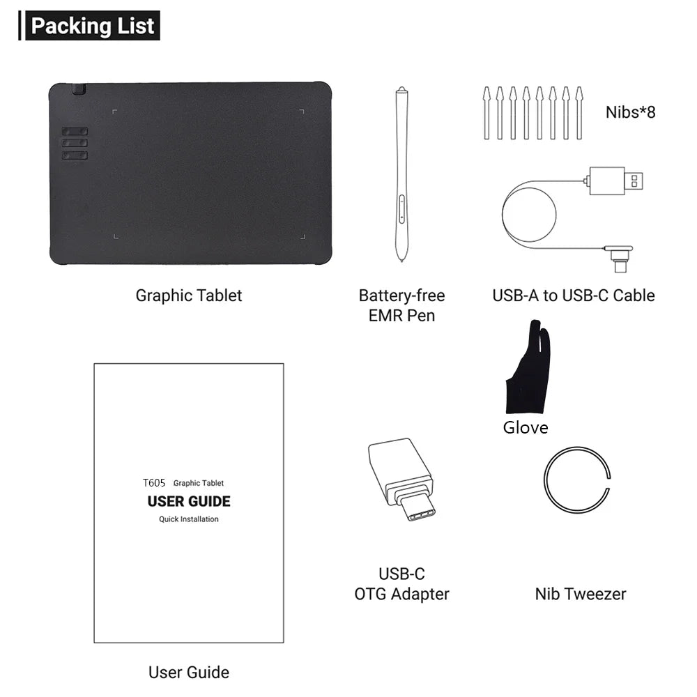 Ultra-Thin Graphics Drawing Tablet with Battery-Free Stylus