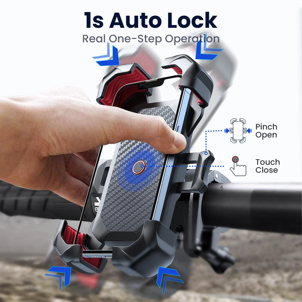 Universal Bike Phone Holder with 360° Rotation & Auto-Lock