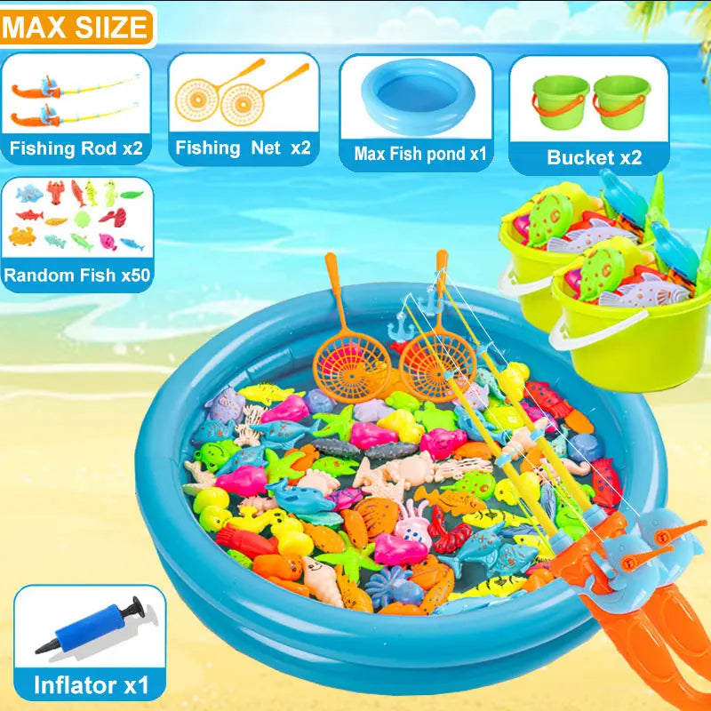 Magnetic Fishing Game Set with Inflatable Pool