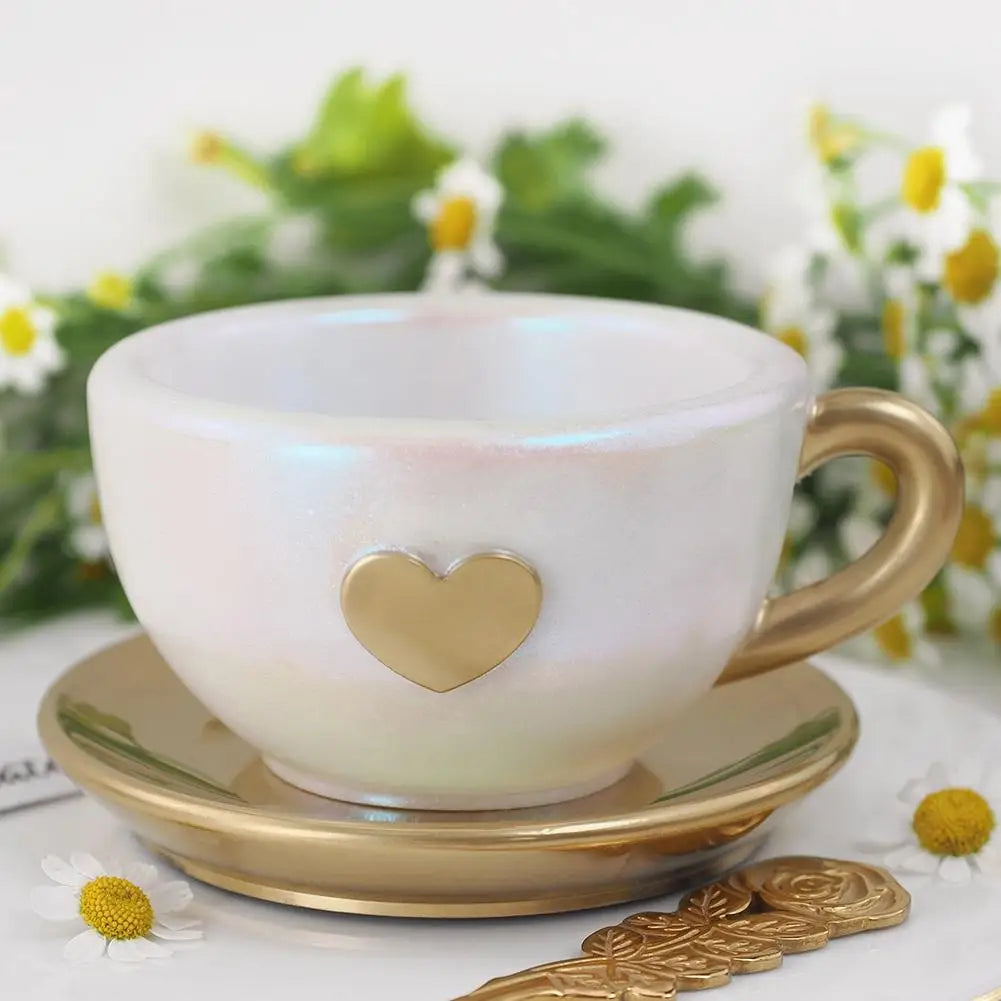 Heart-Shaped Teacup & Saucer Silicone Mold with Handle