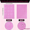 Front and back views of pink heart-shaped trading card sleeves for protection