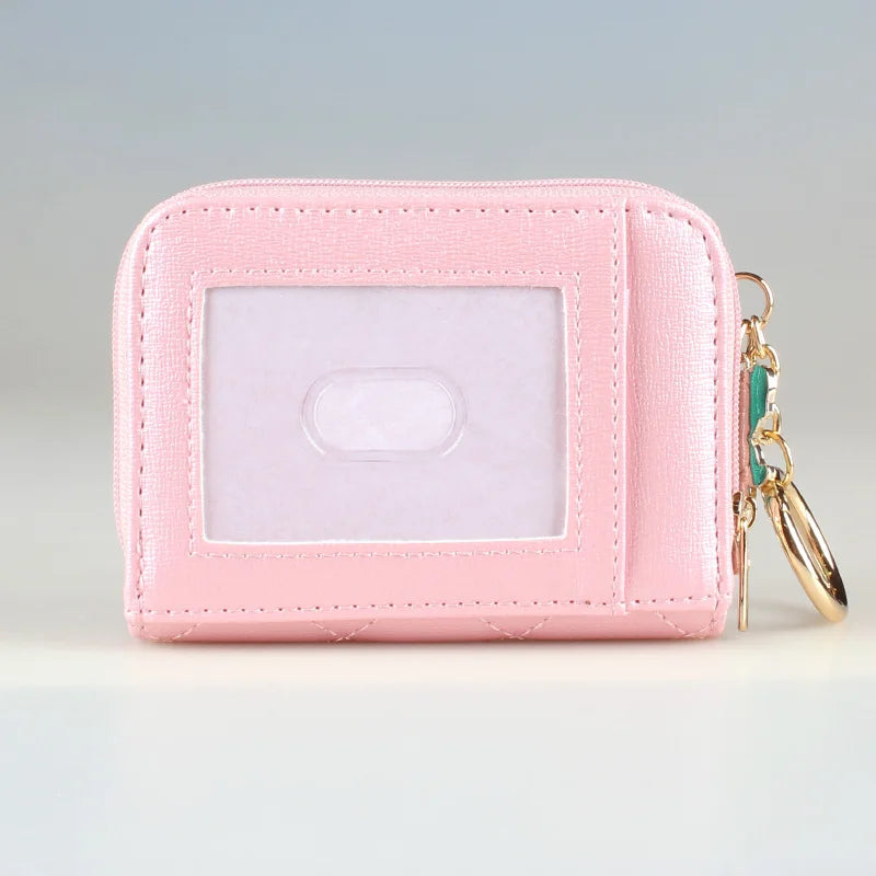 Quilted PU Leather Wallet with Zipper Closure