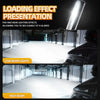 Demonstration of loading effect presentation showing far and near lighting effects with low beam and high beam lights.