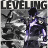 A dark, stylized anime poster titled Solo Leveling featuring a powerful character with glowing purple energy.