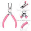 Pink Jewelry Pliers Tool Kit with Needle, Round Wire Cutter, and Curved Nose Pliers