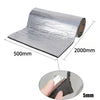 Roll of silver automotive sound deadening and heat insulation mat with a 5mm thickness shown in cross-section.