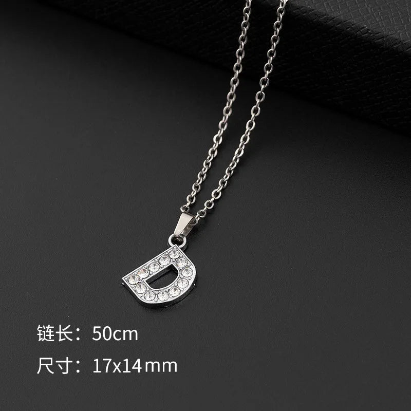 Initial Letter Pendant Necklace with Stainless Steel Chain