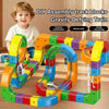 DIY Assembly track blocks gravity-defying train set with colorful wooden blocks and a train model