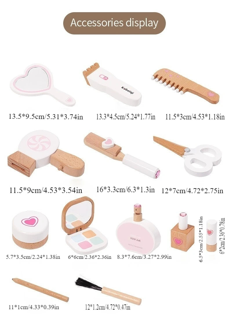 Wooden Makeup Toy Set for Kids Pretend Play